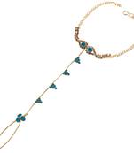 Traditional Ethanic Gold Plated Peacock Colour Diamond Studded Designer Ring Bracelete For Girls and Women Jewellery