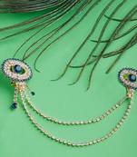 Traditional Gold Plated Exlusive Peacock Colour and White Diamond Studded Designer Wedding Brooch For Unisex Jewellery