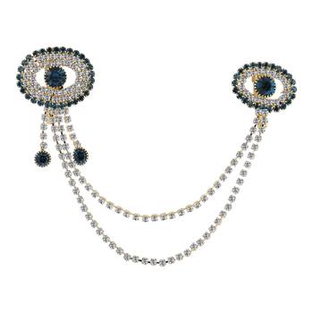 Traditional Gold Plated Exlusive Peacock Colour and White Diamond Studded Designer Wedding Brooch For Unisex Jewellery 2
