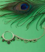 Traditional Gold Plated Antique Bottle Green Diamond Studded Designer Wedding Nose Ring for Girls And Women Jewellery