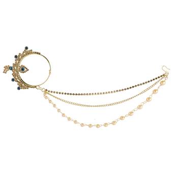 traditional Gold Plated Peacock colour Stone Diamond Studded Designer Wedding Nose Ring for Girls And Women Jewellery 2