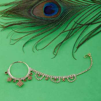 Traditional Gold Plated Antique Golden  Diamond Studded Designer Wedding Nose Ring for Girls And Women Jewellery 1