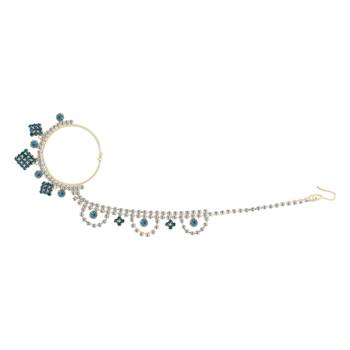 Traditional Gold Plated Antique Peacock colour Diamond Studded Designer Wedding Nose Ring for Girls And Women Jewellery 2