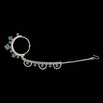 Traditional Gold Plated Antique Peacock colour Diamond Studded Designer Wedding Nose Ring for Girls And Women Jewellery 3