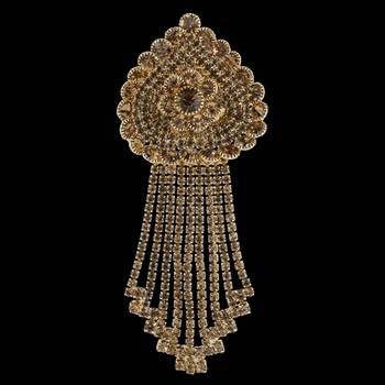 Traditional Gold Plated Exlusive Golden Diamond Studded Designer Wedding Brooch For Unisex Jewellery 3