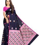 Dark Blue Woven Jacquard Saree With Blouse