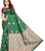 Green Woven Jacquard Saree With Blouse