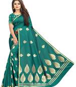Turquoise Woven Jacquard Saree With Blouse