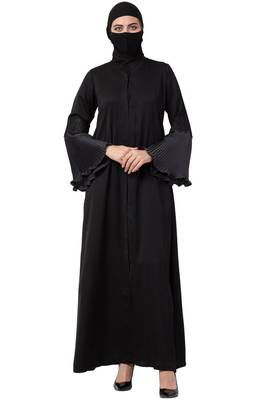Musheco-Black Abaya In Nida Fabric 1