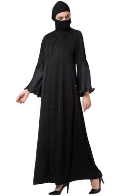 Musheco-Black Abaya In Nida Fabric 3