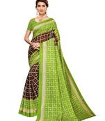 Multicolor printed art silk saree with blouse
