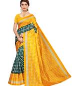 Multicolor printed art silk saree with blouse