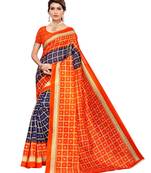 Multicolor printed art silk saree with blouse