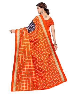 Multicolor printed art silk saree with blouse 4