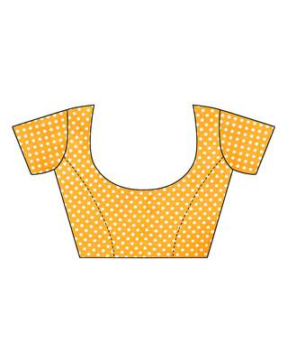 Yellow printed art silk saree with blouse 5
