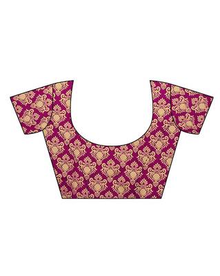 Wine printed art silk saree with blouse 5