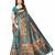 Green printed art silk saree with blouse