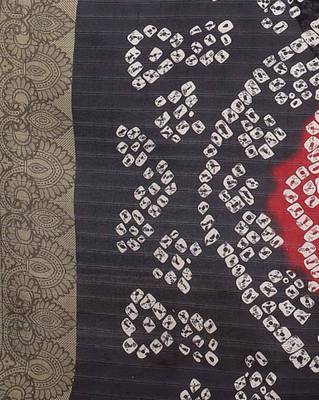 Red printed art silk saree with blouse 5