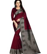 Maroon printed art silk saree with blouse