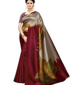 Multicolor printed art silk saree with blouse