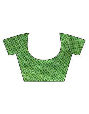 Green printed art silk saree with blouse 5
