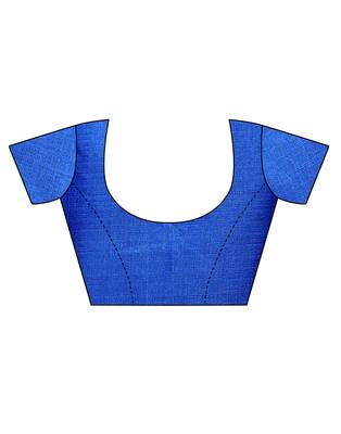 Blue printed art silk saree with blouse 5