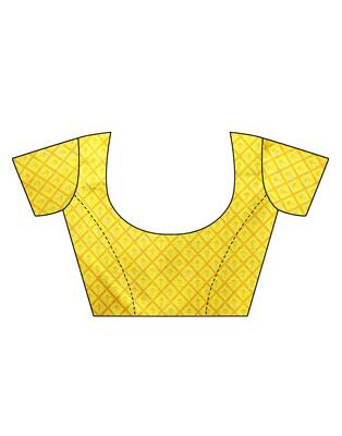 Yellow printed art silk saree with blouse 5