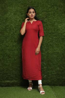 Women Red Long Kurti For Girls  1