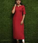 Women Red Long Kurti For Girls 