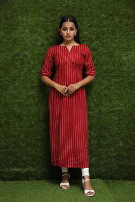 Women Red Long Kurti For Girls  2