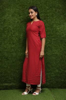 Women Red Long Kurti For Girls  3