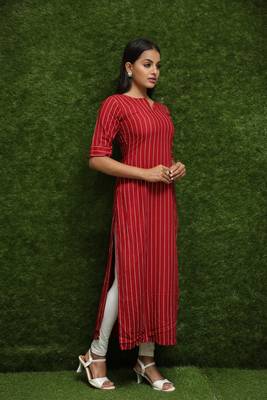 Women Red Long Kurti For Girls  4