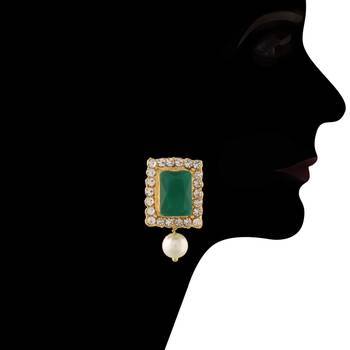 Traditional Handcrafted Beaded Emerald Choker with Earrings For Women/Girls  3
