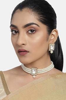 Traditional Handcrafted Beaded Emerald Choker with Earrings For Women/Girls 