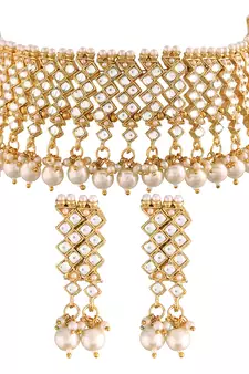 Traditional Handcrafted Faux Kundan Studded Jewellery Set With Earrings 