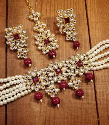 Traditional Pearl & Kundan Necklace Set with Maang Tikka for Women (ML224WM)