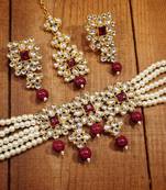 Traditional Pearl & Kundan Necklace Set with Maang Tikka for Women (ML224WM)