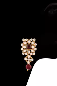 Traditional Gold Plated Pearl & Kundan Choker Necklace Set with Maang tikka for Women 