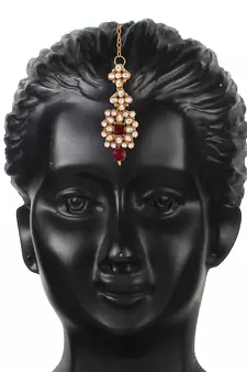 Traditional Gold Plated Pearl & Kundan Choker Necklace Set with Maang tikka for Women 