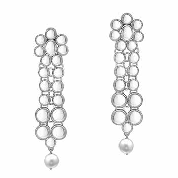 Rhodium Plated Traditional 3 Layered Jewellery Set Encased With Kundan For Women  5