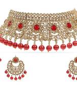 I Jewels Traditional Choker With Earrings & Maang Tikka Encased With Kundan (M4162M)