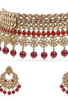 Traditional Choker With Earrings & Maang Tikka Encased With Kundan (M4161M)
