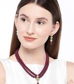 Traditional Beaded Jewellery Set With Earrings Set Encased With Faux Kundan 