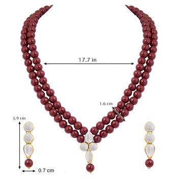 Traditional Beaded Jewellery Set With Earrings Set Encased With Faux Kundan  3