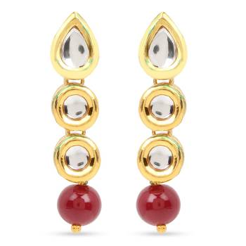 Traditional Beaded Jewellery Set With Earrings Set Encased With Faux Kundan  5