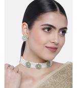 Traditional Pearl & Kundan Choker Necklace Set with Earrings for Women (ML228Sb)