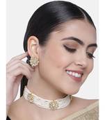 Traditional Floral Kundan & Pearl Choker Necklace Set for Women 