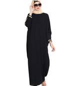 "Noriza Elegant Kaftan With  Contras Detailing On Sleeves Black"