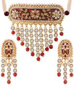 Traditional Padmavati Pearl & Kundan Choker Necklace with Earrings For Women 