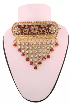 Traditional Padmavati Pearl & Kundan Choker Necklace with Earrings For Women 